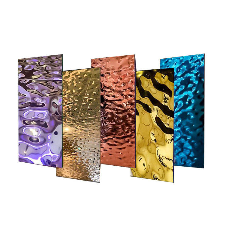 304 metal wall panel water ripple hammered color decorative stainless steel plate luxury stainless steel plate